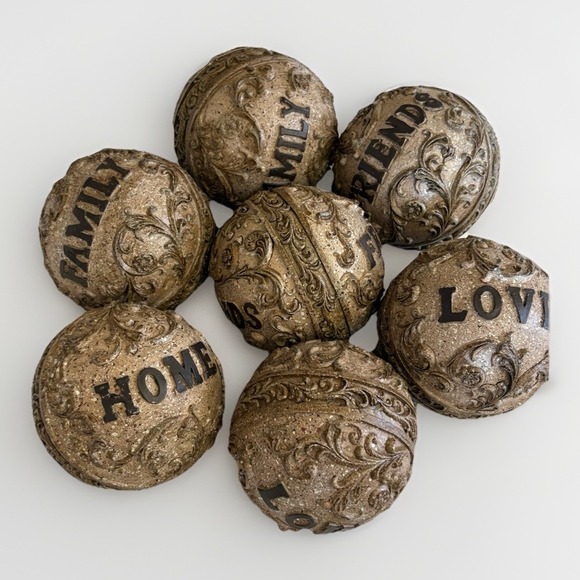 Wooden Carved Balls Farmhouse Decor Family Friends Home Love Country - Picture 8 of 16